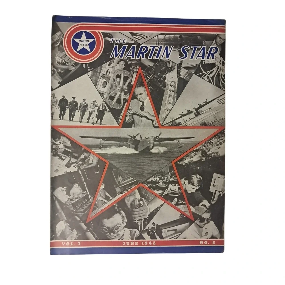 V1 - First Issue Lot Of 4 Martin Star Aircraft Mag 1942. June, July, Aug, Dec